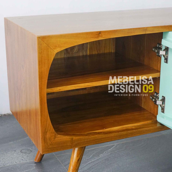 Bufet TV Retro Modern Minimalis Kayu Jati Warna Kombinasi