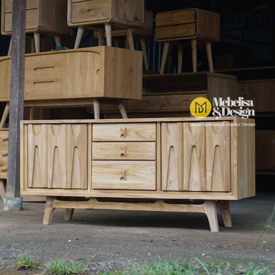 Bufet TV Ruang Tamu Scandinavian Kayu Jati Jepara