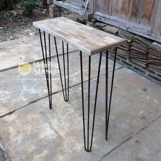 Chunky Reclaimed Teak Wood Console Table Hairpin Legs
