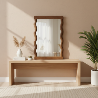 Wavy Mirror Cermin Dinding Kayu Jati