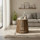 Drum Slatted Reclaimed Teak Side Table Top Marble