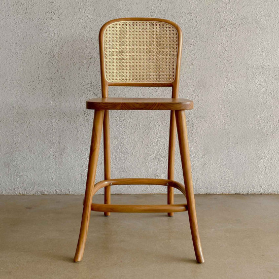 Dayse Barstool Kursi Bar Cafe Kayu Jati Anyaman Rotan