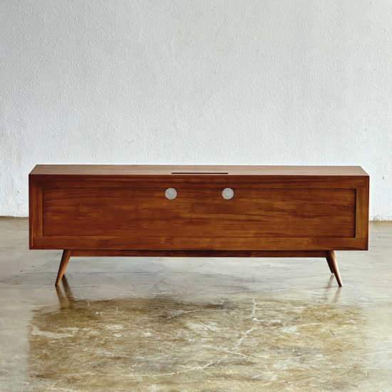Dewita TV Console Bufet TV Retro Kayu Jati Kombinasi Pintu Anyaman