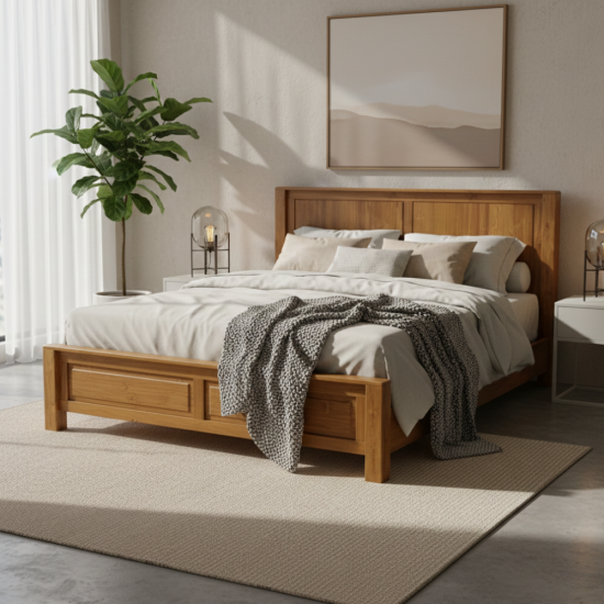 Dipan Tempat Tidur Kayu Jati Minimalis Natural