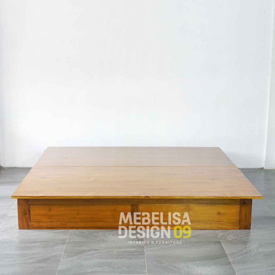 Dipan Tempat Tidur Lesehan Kayu Jati Solid 2 Laci