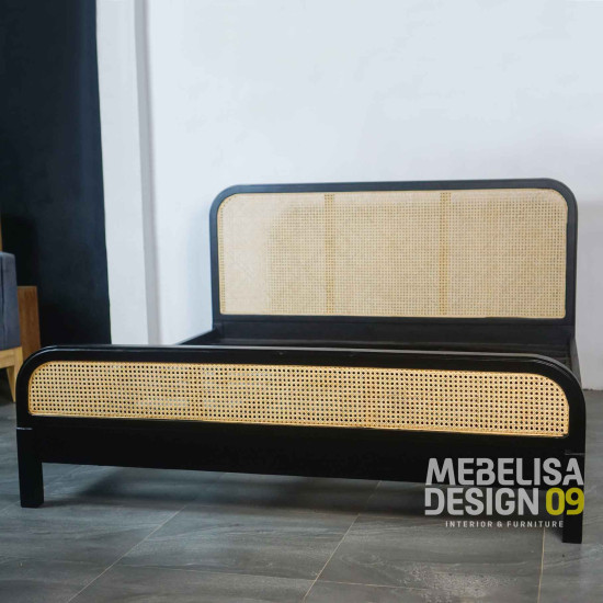 Dipan Tempat Tidur Minimalis Kombinasi Anyaman Rotan