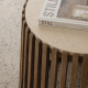 Drum Slatted Reclaimed Teak Side Table Top Marble