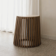 Drum Slatted Reclaimed Teak Side Table Top Marble