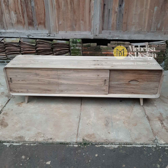 Edison Recycled Teak Wood TV Stand Retro Vintage Style