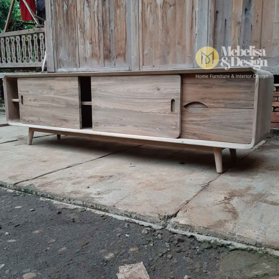 Edison Recycled Teak Wood TV Stand Retro Vintage Style