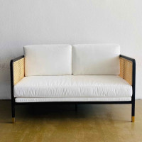 Elham Sofa 2 Seater Minimalis Kombinasi Anyaman Rotan