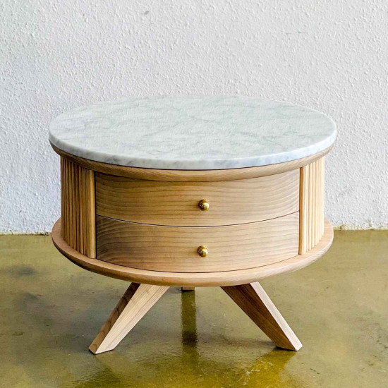 Elisa Coffee Table Meja Sofa Ruang Tamu Marmer Bulat
