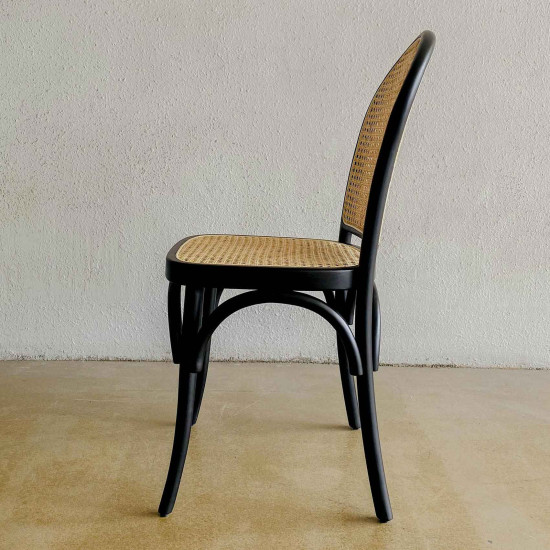Etta Chair Kursi Makan Rotan Kayu Jati Mid-Century