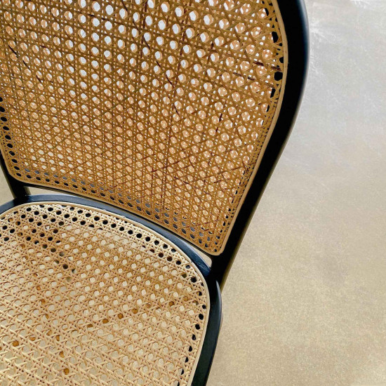 Etta Chair Kursi Makan Rotan Kayu Jati Mid-Century