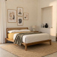 Gliden Loom Bed Base Natural Teak