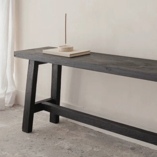 Hallway Bench Made Reclaimed Teak Black Finish
