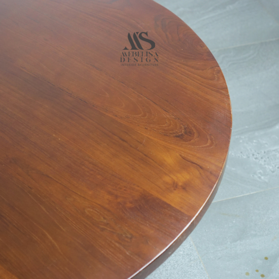 Hansen Meja Tamu Bundar Scandinavian Kayu Jati Solid