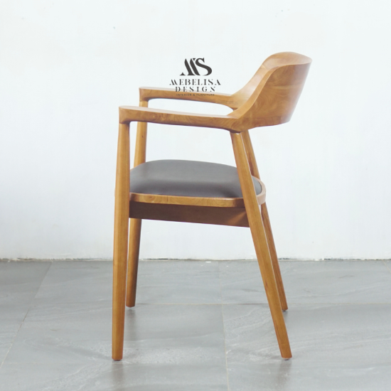 Hiro Kursi Makan Cafe Retro Kayu Jati Dudukan Jok