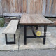 Industrial Style Reclaimed Teak Dining Table & Benches