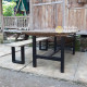 Industrial Style Reclaimed Teak Dining Table & Benches