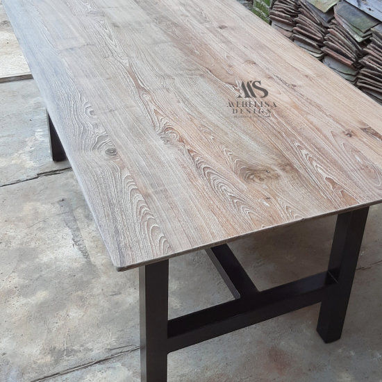 Industrial Modern Reclaimed Teak Dining Table