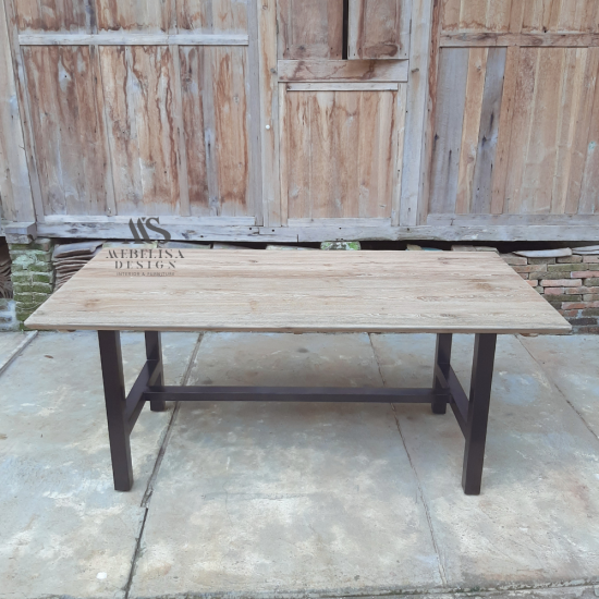 Industrial Modern Reclaimed Teak Dining Table