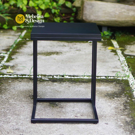 Industrial Side Table Meja Kopi Samping Sofa Besi Kayu Jati
