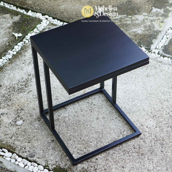 Industrial Side Table Meja Kopi Samping Sofa Besi Kayu Jati