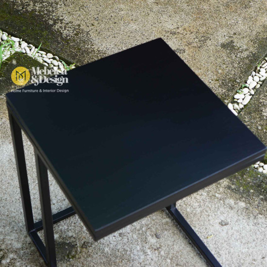 Industrial Side Table Meja Kopi Samping Sofa Besi Kayu Jati