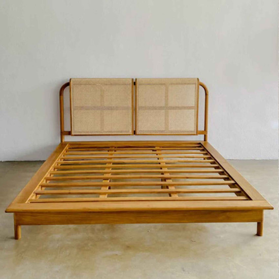 Jawaz Bed Tempat Tidur Jati Kombinasi Rotan Vintage