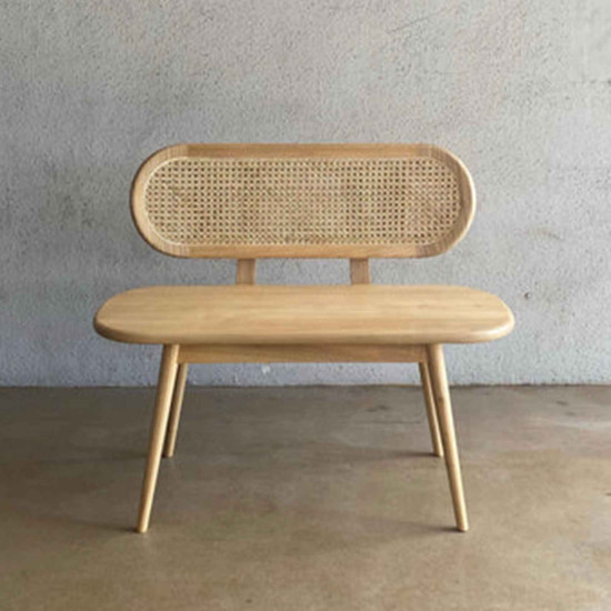 Jedda Bench Bangku Rotan Kayu Retro Minimalis