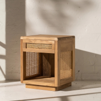 Jemia Teak and Rattan Bedside Table
