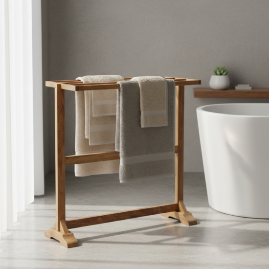 Jepara Recycle Teak Wood Standing Towel Rack