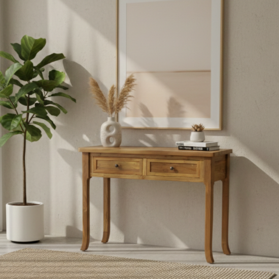 Jepara Teak Minimalist Console Table 2 Drawer