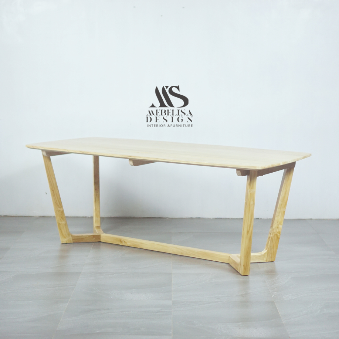 Kontemporer Modern Meja Makan Minimalis Kayu Jati Solid