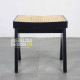 Kursi Bangku Stool Minimalis Kayu Jati Anyaman Rotan Black Finish