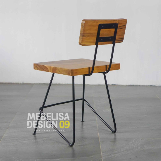 Kursi Cafe Rangka Besi Kayu Jati Industrial Modern