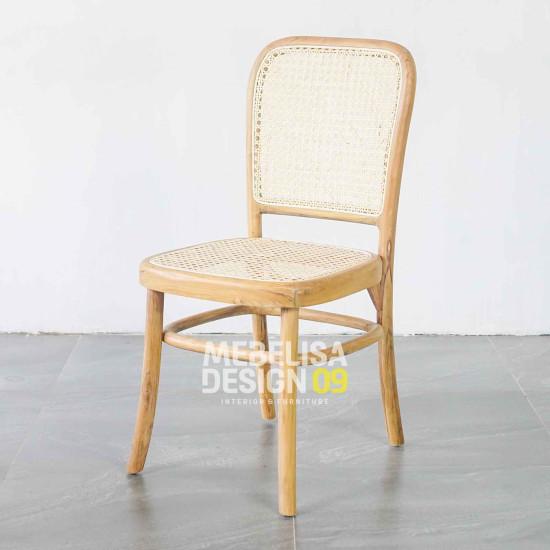 Kursi Makan Cafe Anyaman Rotan Kayu Jati Mid-Century Kursi Makan Cafe Anyaman Rotan Kayu Jati Mid-Century