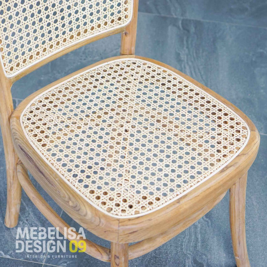 Kursi Makan Cafe Anyaman Rotan Kayu Jati Mid-Century Kursi Makan Cafe Anyaman Rotan Kayu Jati Mid-Century