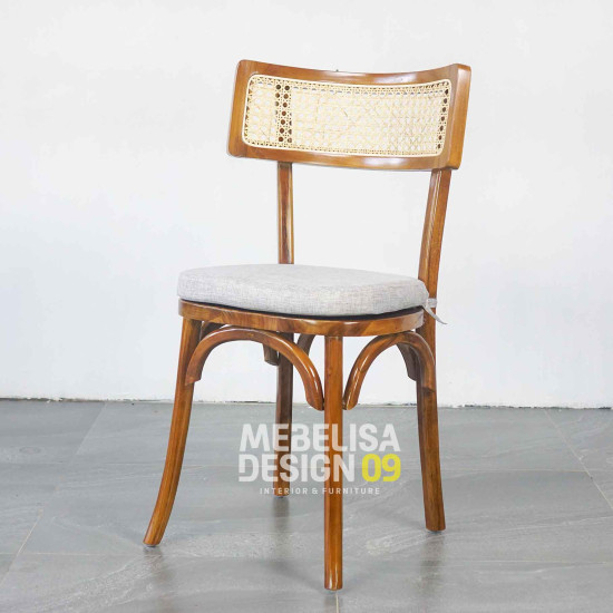 Kursi Makan Cafe Mid-Century Modern Kombinasi Anyaman