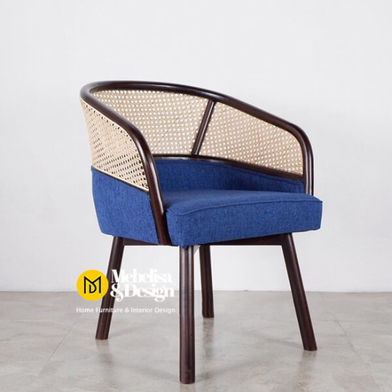 Kursi Makan Jati Rotan Jok Modern Monalisa