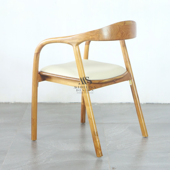 Kursi Makan Retro Mid-Century Dudukan Jok Kayu Jati
