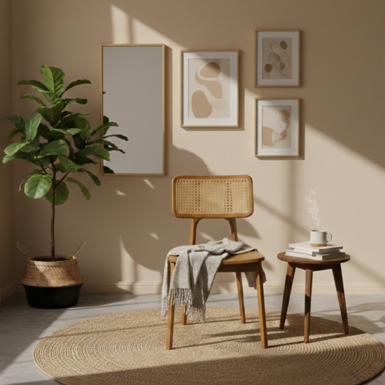 Kursi Makan Rotan Kayu Jati Scandinavian Style