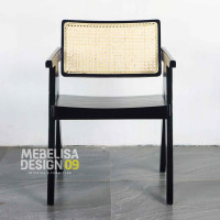 Kursi Makan Santai Minimalis Kayu Jati Sandaran Rotan Solid Base Kursi Makan Santai Minimalis Kayu Jati Sandaran Rotan Solid Base