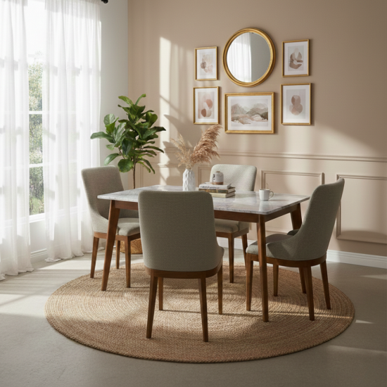 Kursi Meja Makan Marmer Set 4 Kursi Jok Scandinavian