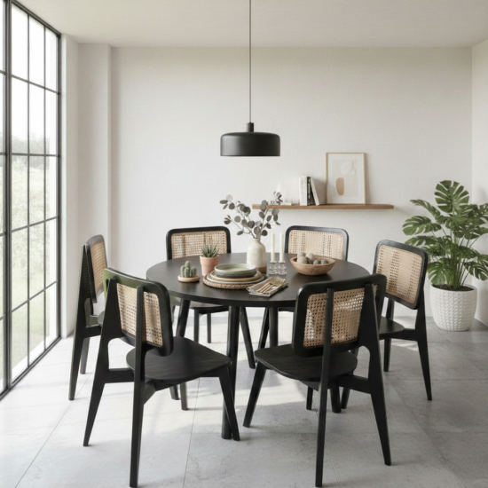 Kursi Meja Makan Set 6 Kursi Rotan Meja Bulat