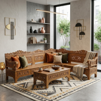 Kursi Meja Tamu Sudut Set Rahwana Jati