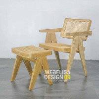 Kursi Santai Anyaman Rotan Set Stool Kayu Jati Kursi Santai Anyaman Rotan Set Stool Kayu Jati