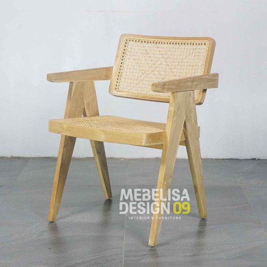 Kursi Santai Anyaman Rotan Set Stool Kayu Jati