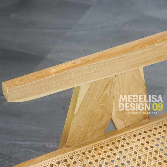 Kursi Santai Anyaman Rotan Set Stool Kayu Jati